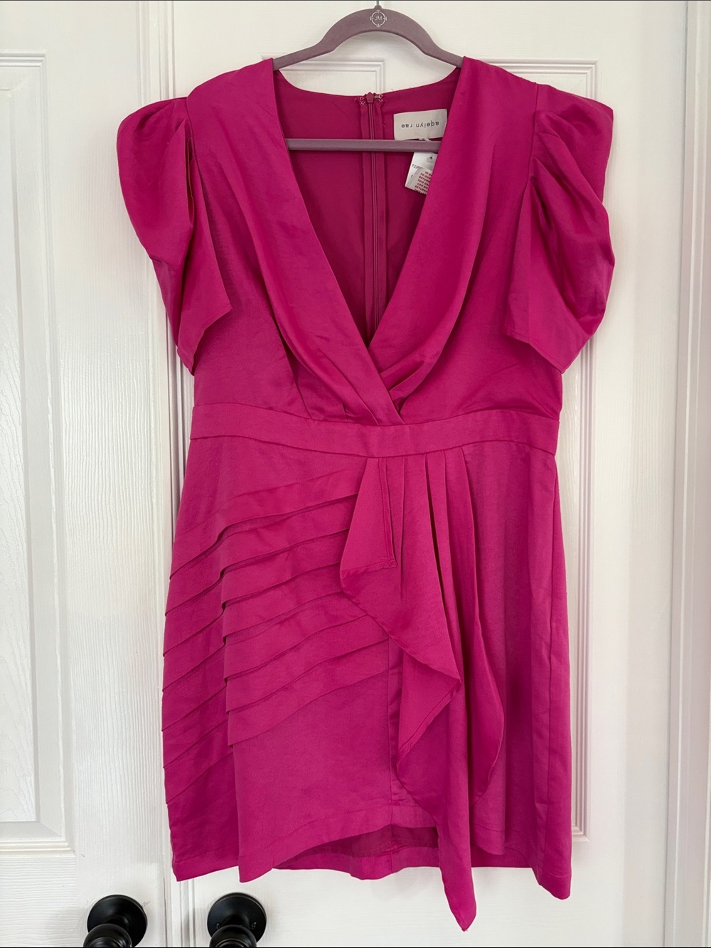 Adelyn Rae Karina draped skirt mini dress in hot pink Women’s Size XL NWT